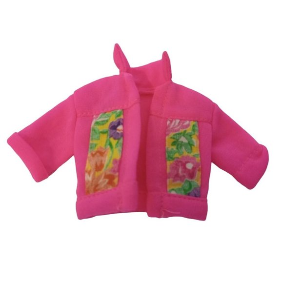 Mattel Barbies Little Sister Stacie Jacket ONLY Pink Vinyl Outfit 1991 Vintage - Picture 2 of 4